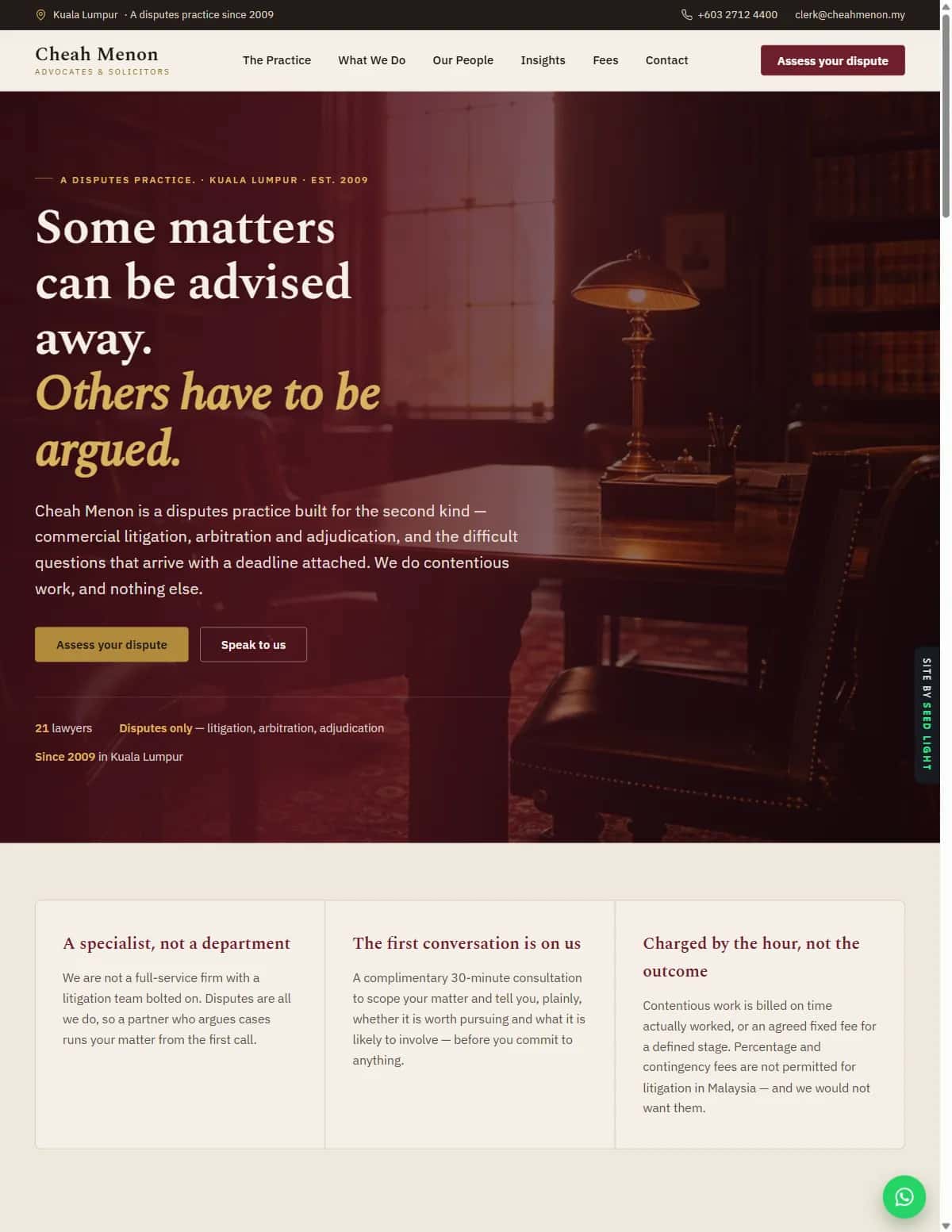Cheah Menon demo website homepage