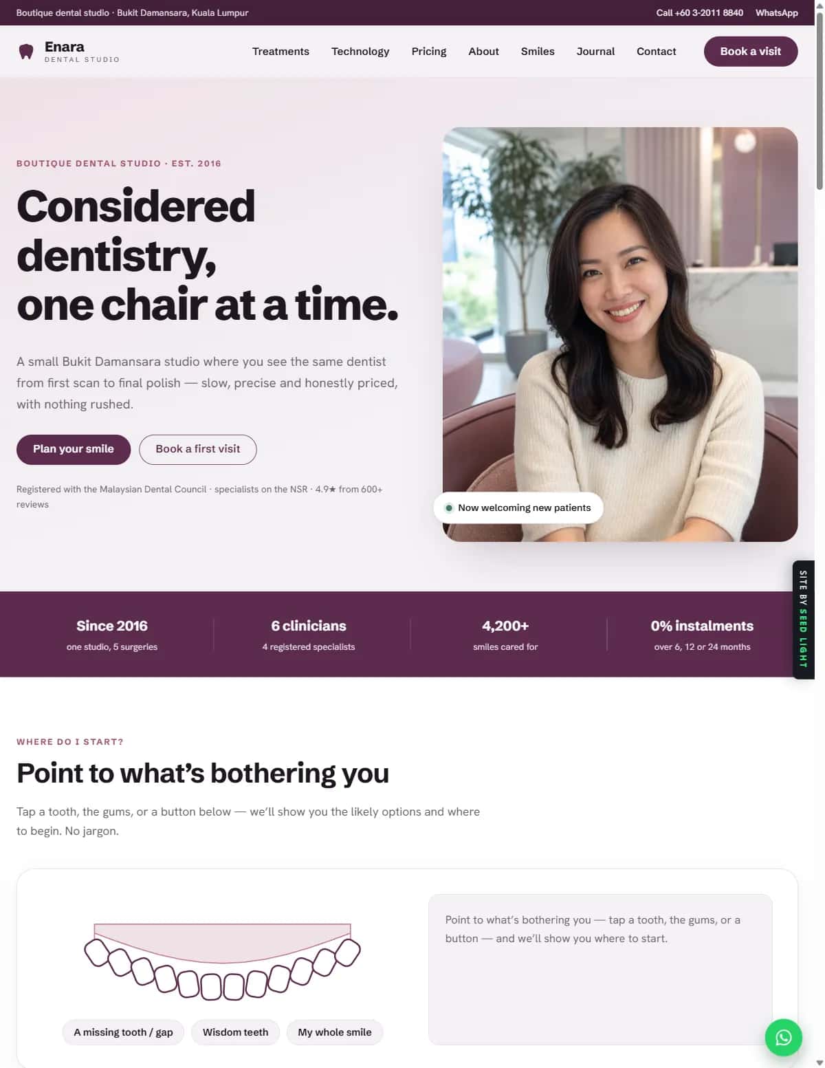 Enara Dental Studio demo website homepage