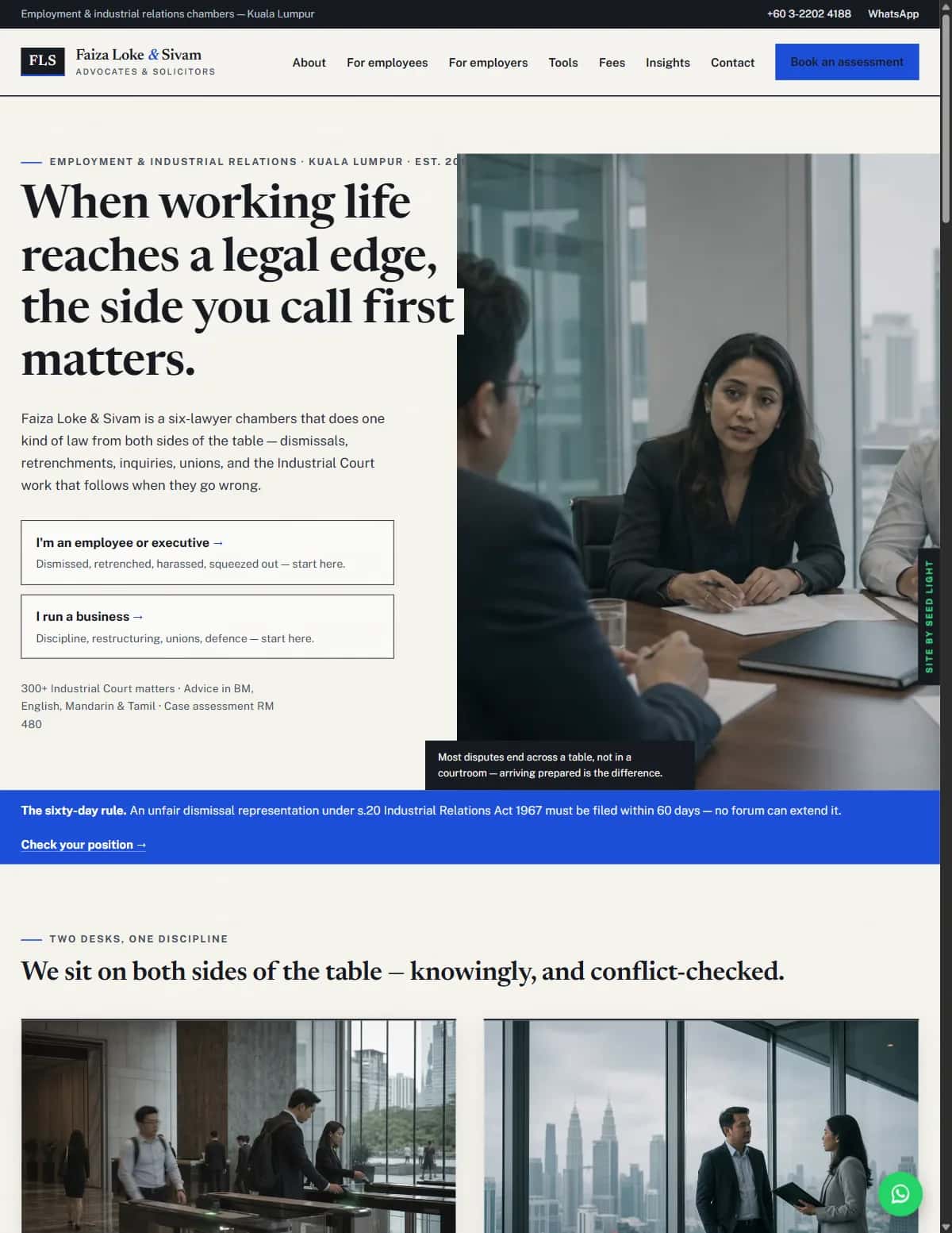 Faiza Loke & Sivam demo website homepage