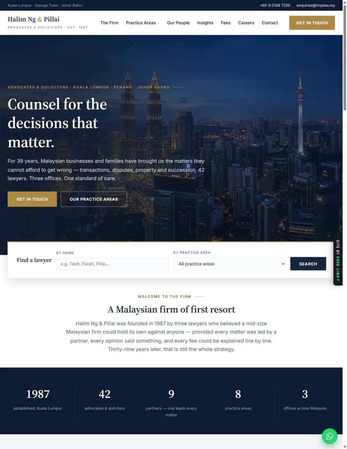 Halim Ng & Pillai demo website homepage