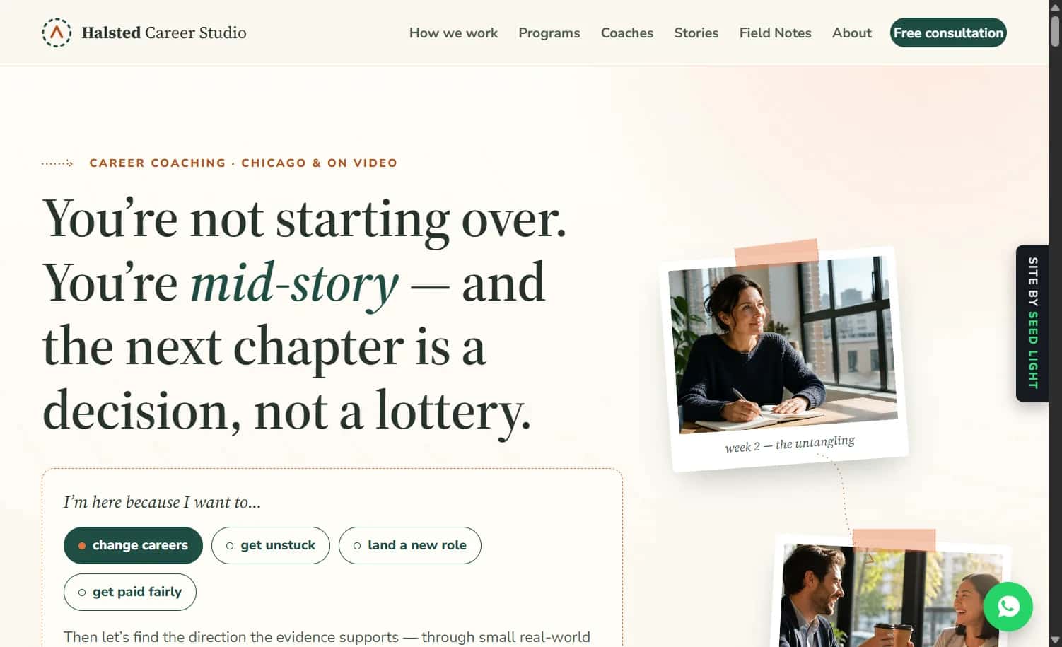 Halsted Career Studio demo website homepage