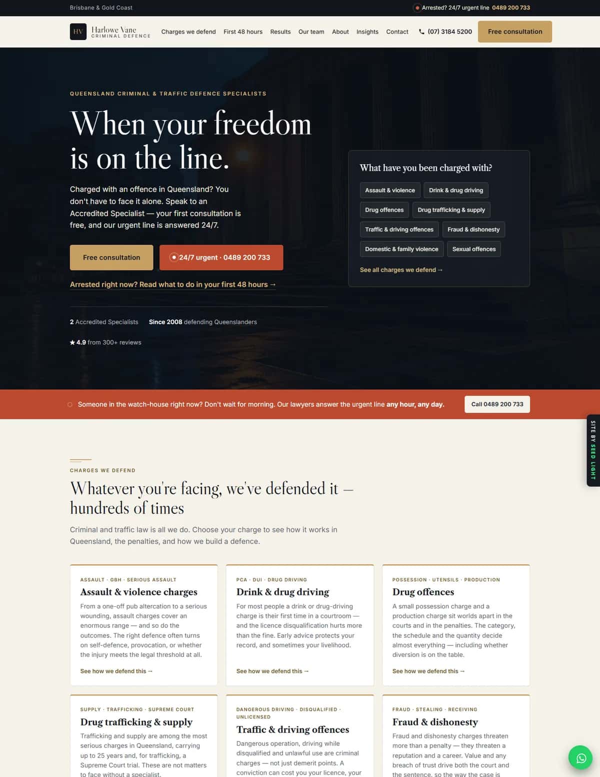 Harlowe Vane Criminal Defence demo website homepage
