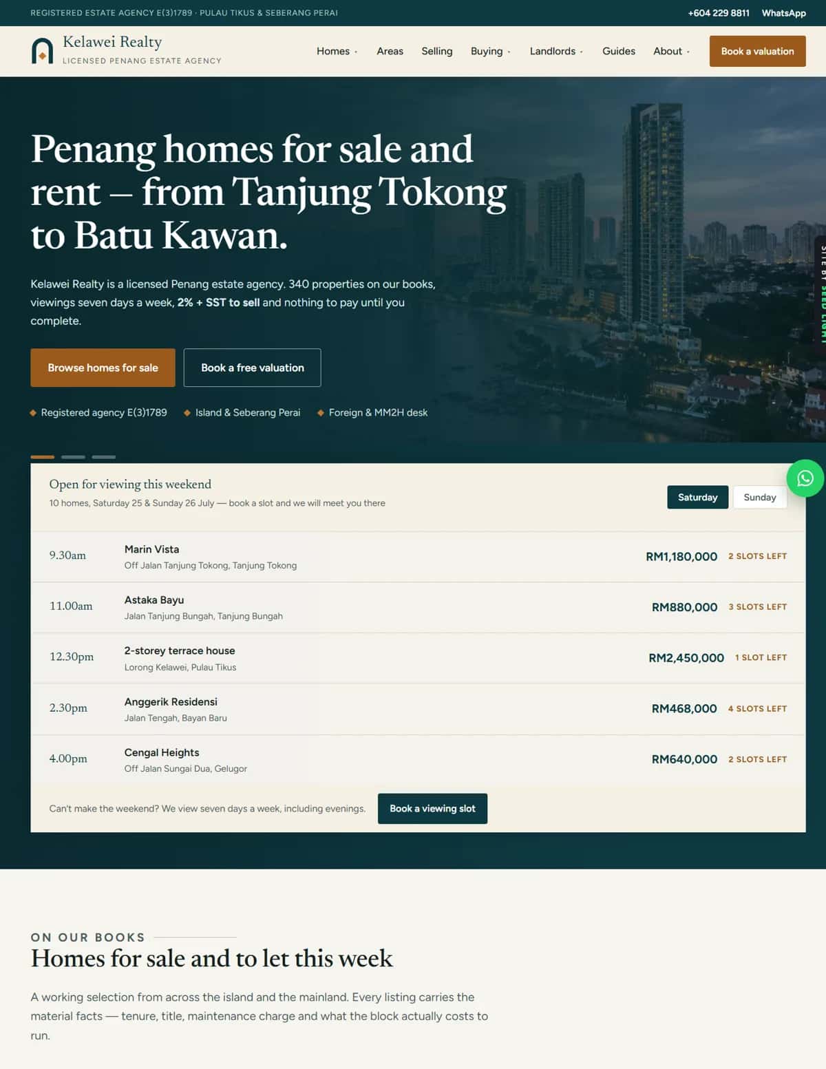 Kelawei Realty demo website homepage