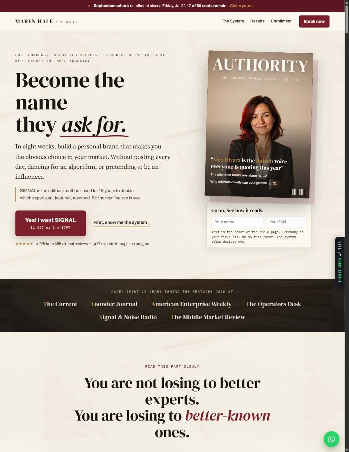 Maren Hale — SIGNAL demo website homepage