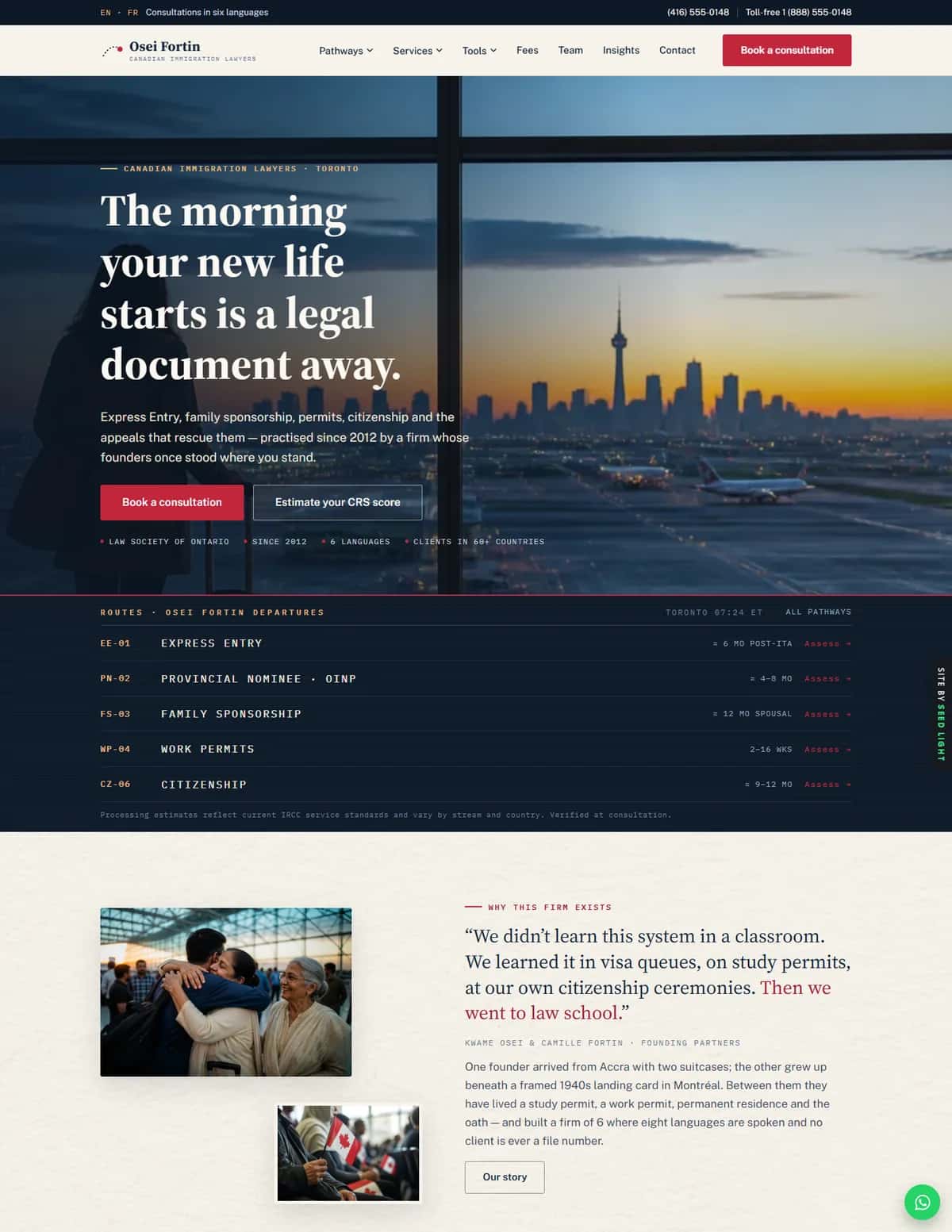 Osei Fortin LLP demo website homepage