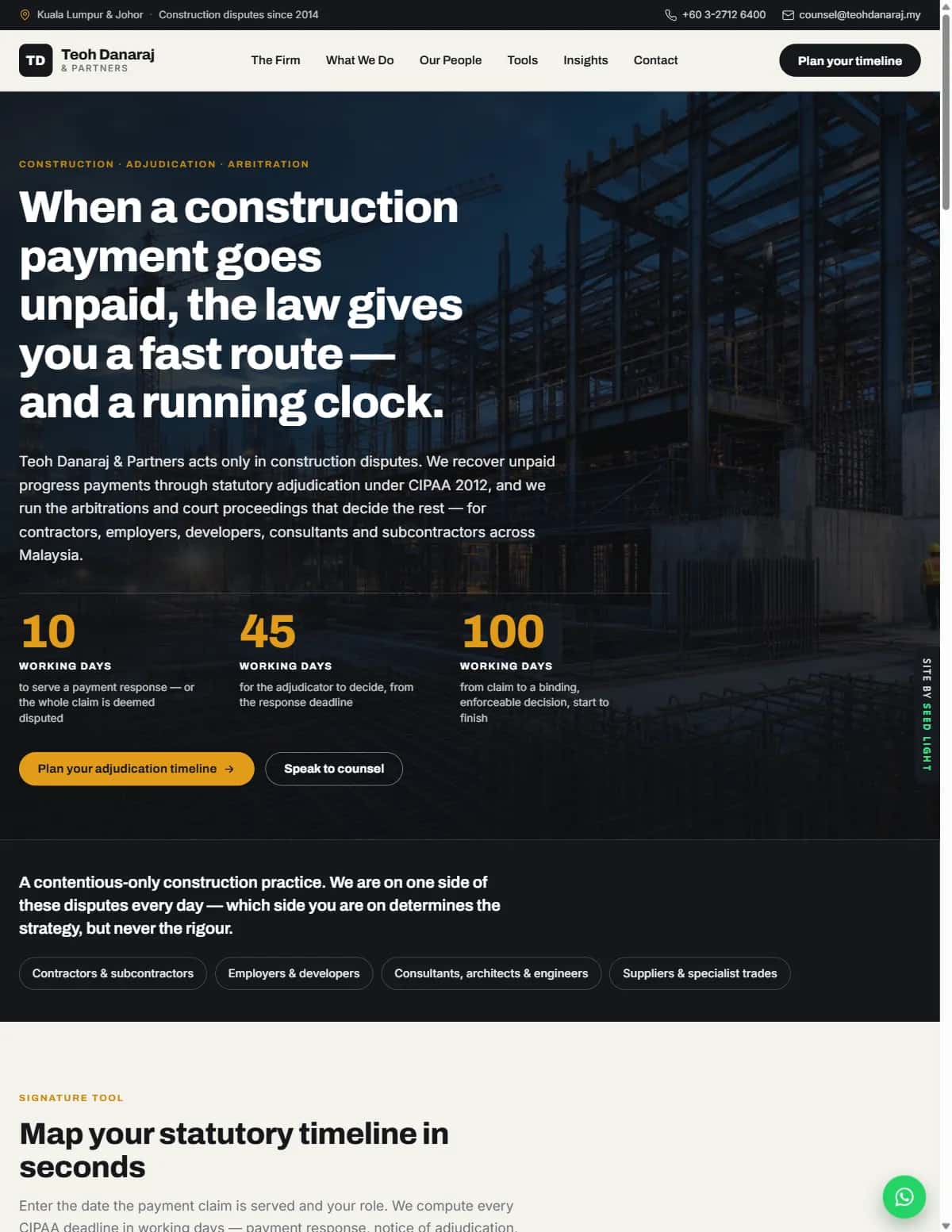 Teoh Danaraj & Partners demo website homepage