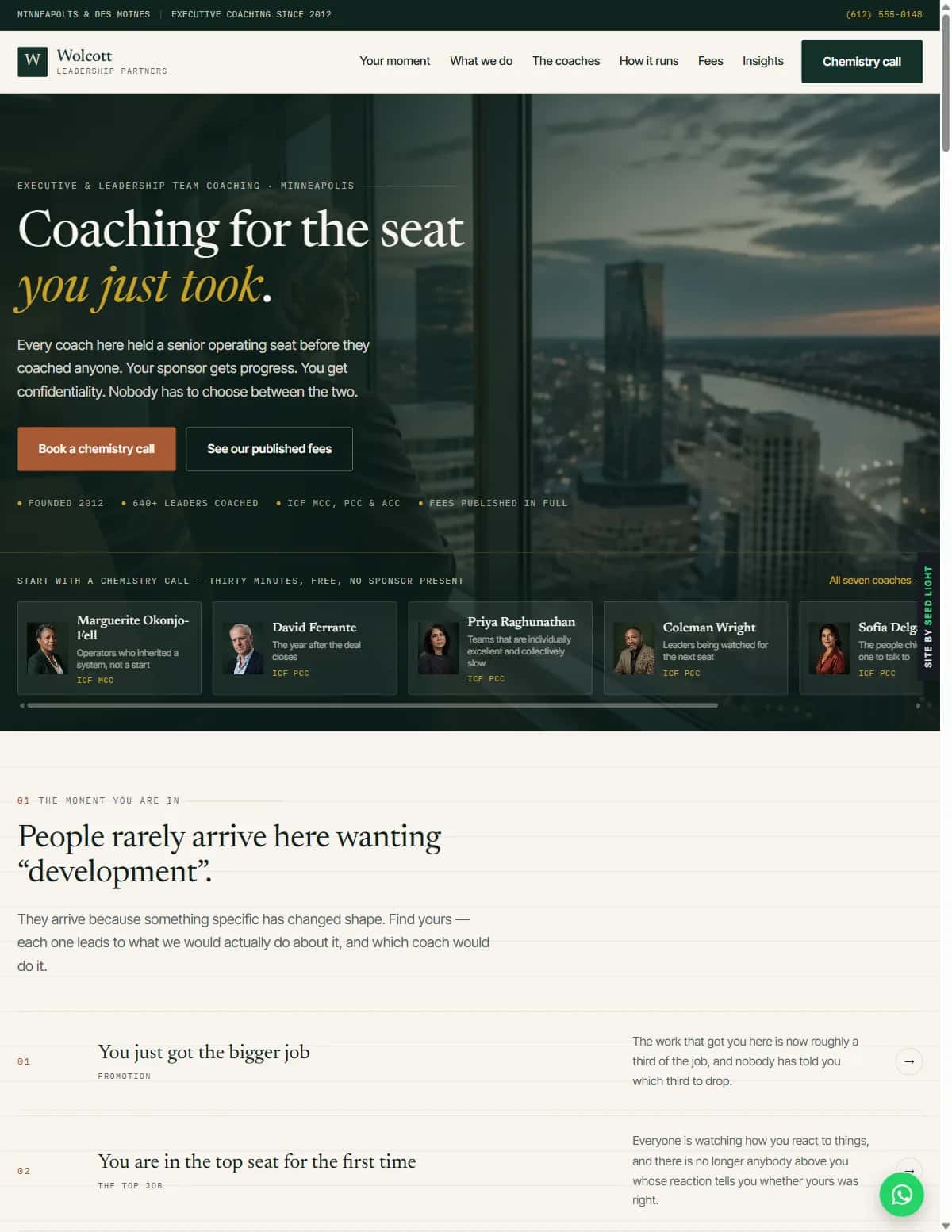 Wolcott Leadership Partners demo website homepage