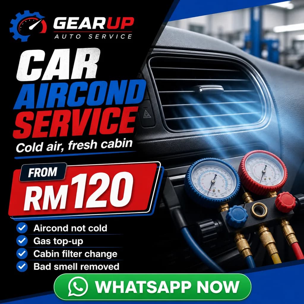 Automotive ad creative for GearUp Auto Service: Car aircond service
