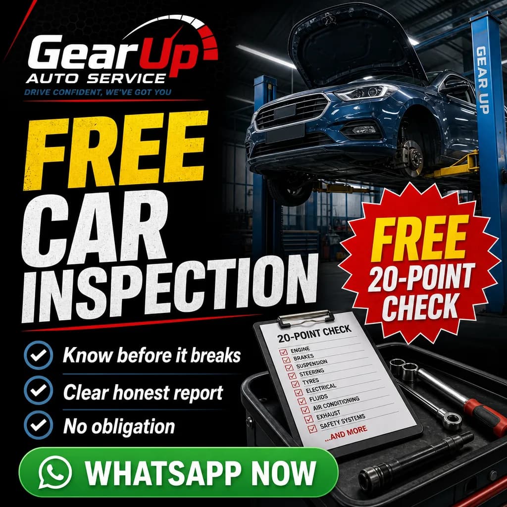 Automotive ad creative for GearUp Auto Service: Free car inspection