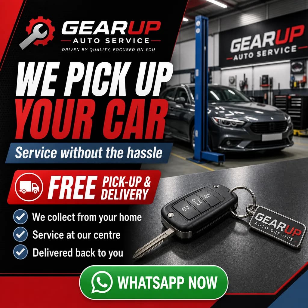 Automotive ad creative for GearUp Auto Service: Pick-up and delivery
