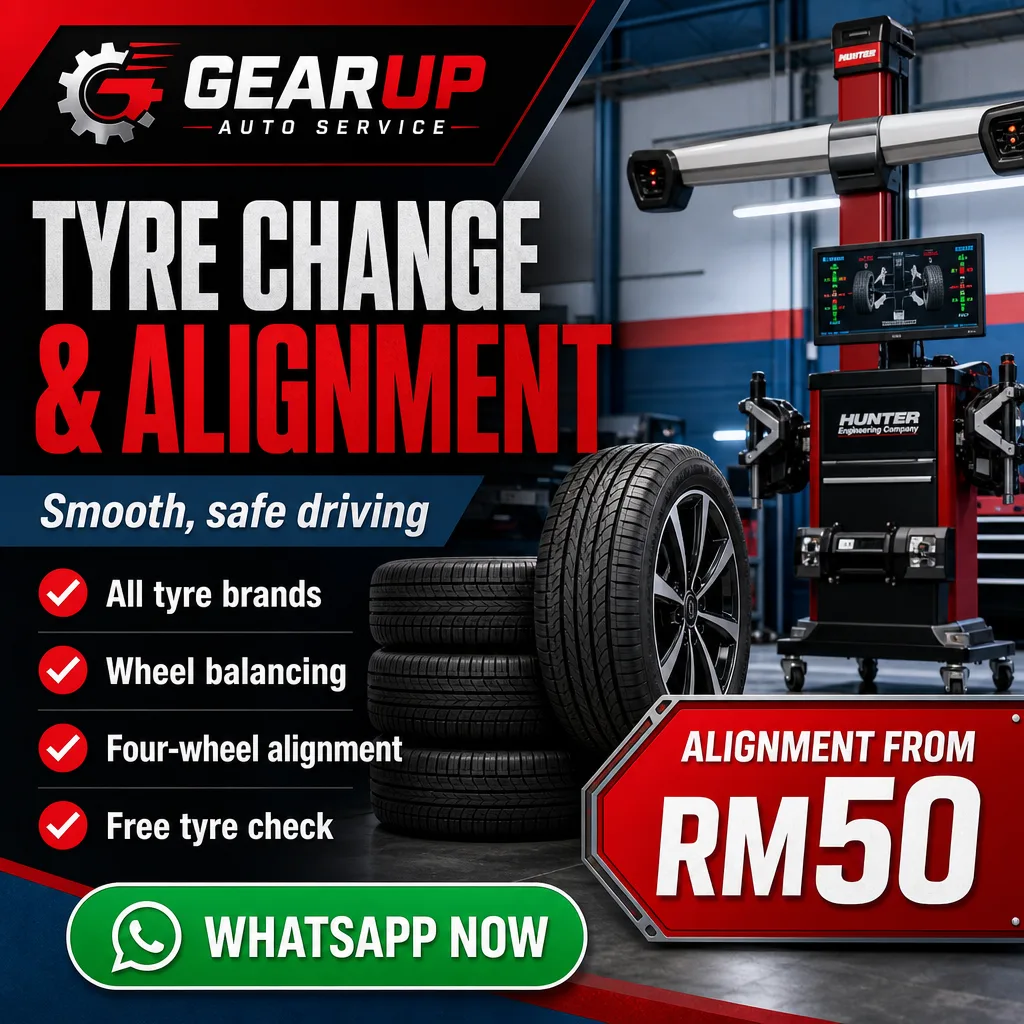 Automotive ad creative for GearUp Auto Service: Tyre change and alignment