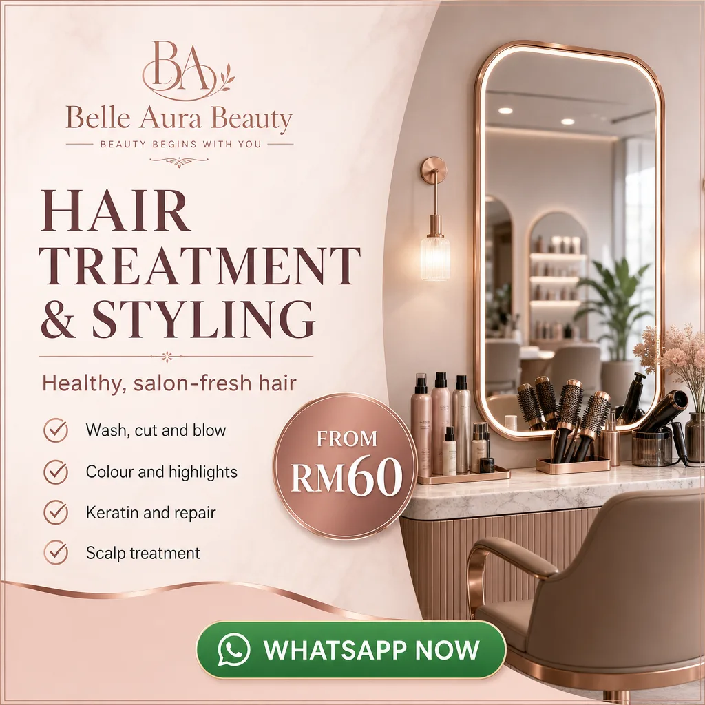Beauty ad creative for Belle Aura Beauty: Hair treatment and styling