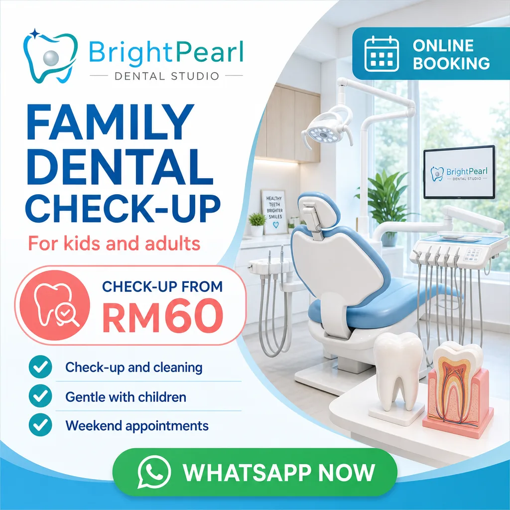 Dental ad creative for BrightPearl Dental Studio: Family dental check-up