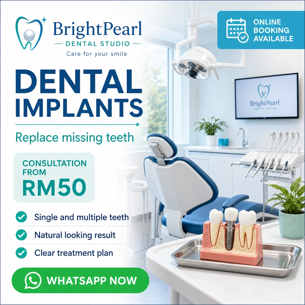 Dental ad creative for BrightPearl Dental Studio: Dental implants