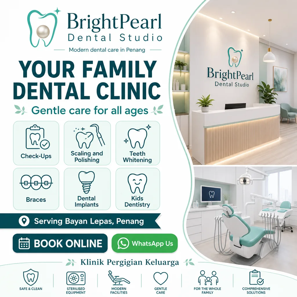 Dental ad creative for BrightPearl Dental Studio: Family clinic services