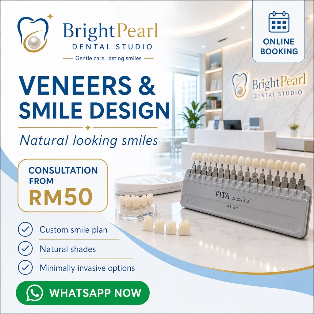 Dental ad creative for BrightPearl Dental Studio: Veneers and smile design