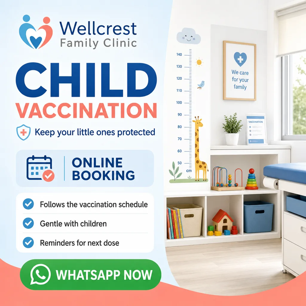Healthcare ad creative for Wellcrest Family Clinic: Child vaccination
