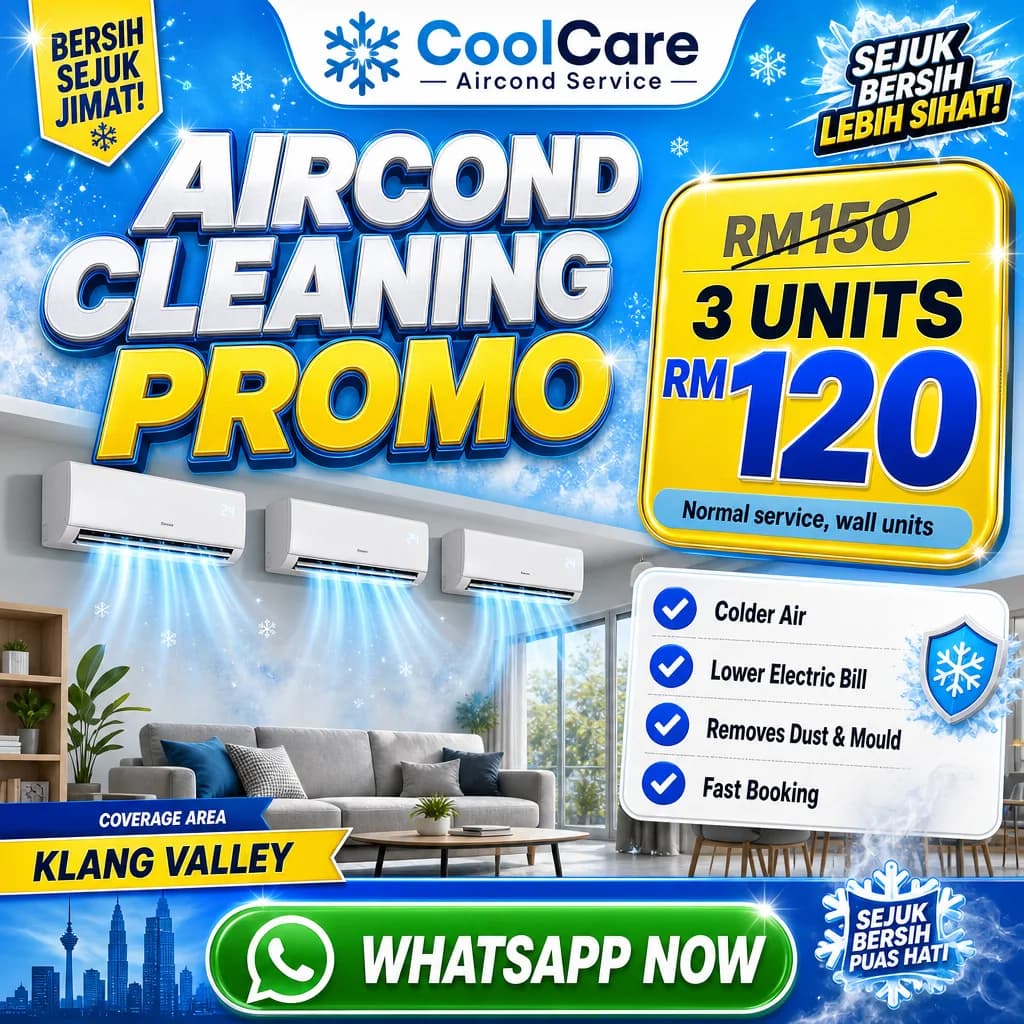 Home Services ad creative for CoolCare Aircond Service: 3-unit bundle promo