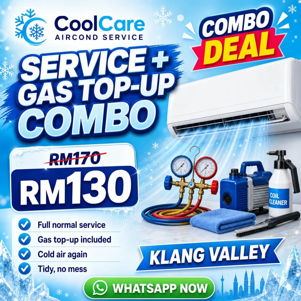 Home Services ad creative for CoolCare Aircond Service: Service and gas top-up combo