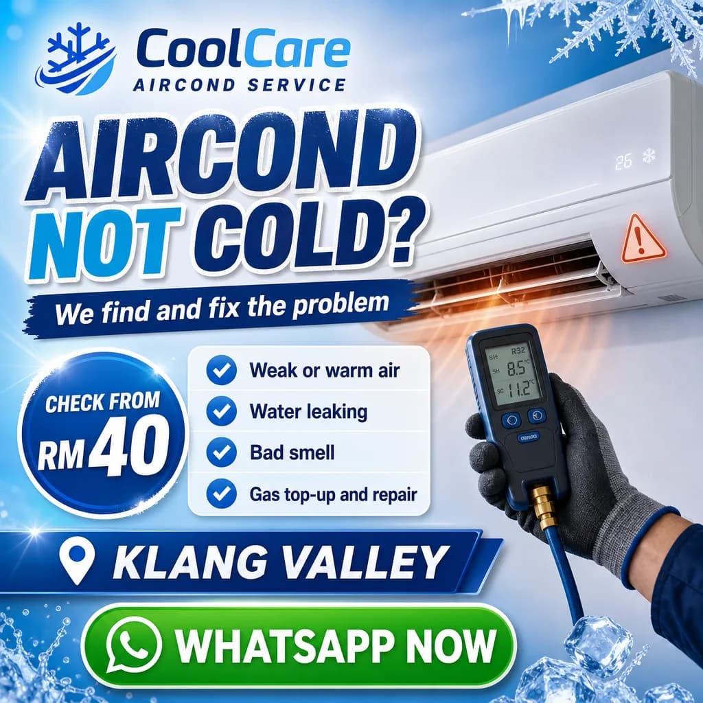 Home Services ad creative for CoolCare Aircond Service: Aircond not cold fault check