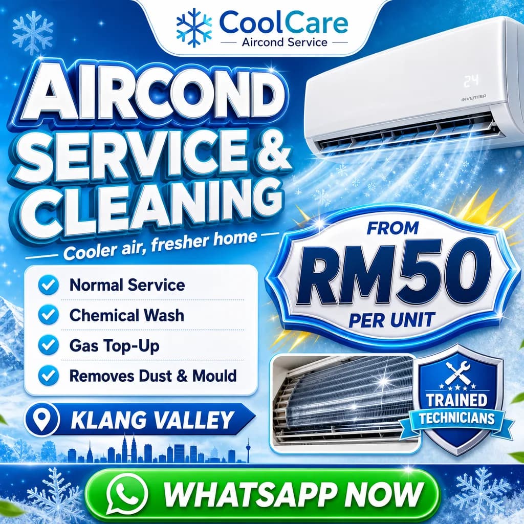 Home Services ad creative for CoolCare Aircond Service: Service from RM50