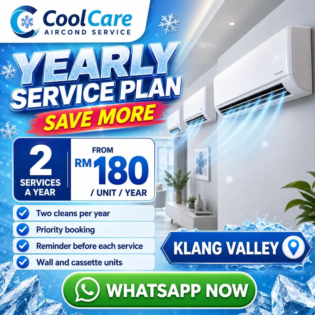 Home Services ad creative for CoolCare Aircond Service: Yearly service plan