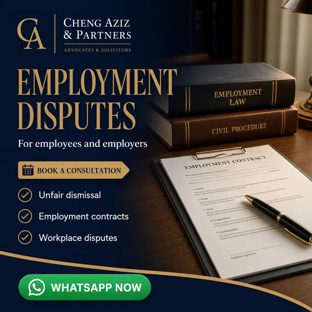 Legal ad creative for Cheng Aziz & Partners: Employment disputes