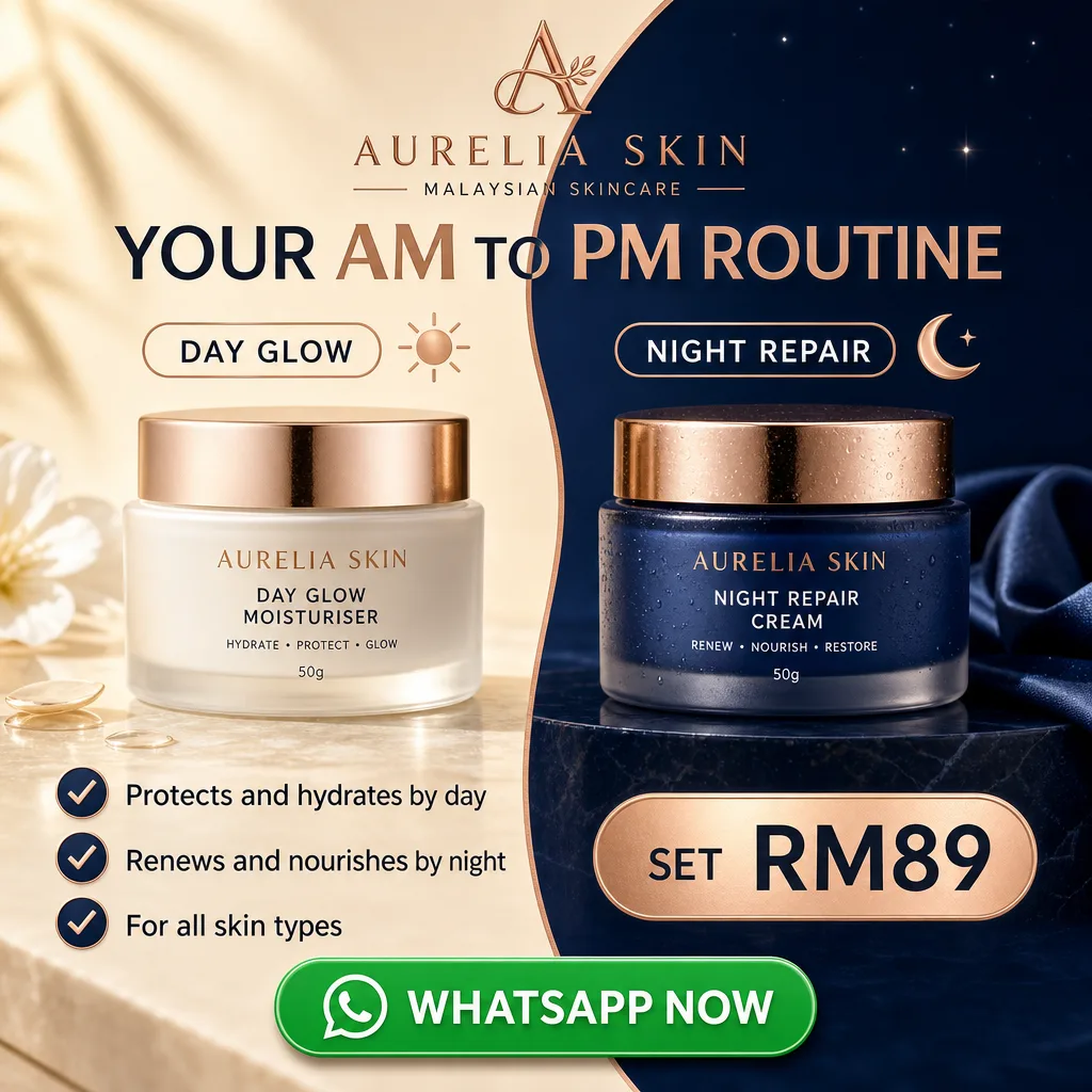 Skincare ad creative for AURELIA SKIN: AM to PM routine