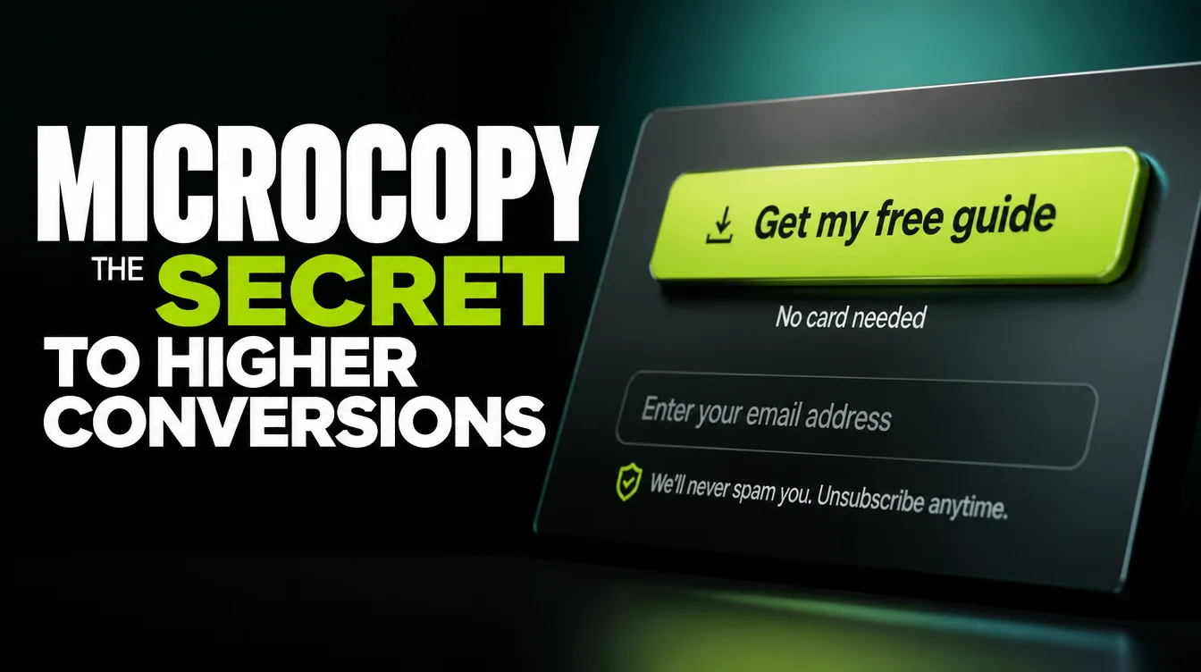 A website button reading Get my free guide with a No card needed line and a friendly form hint.