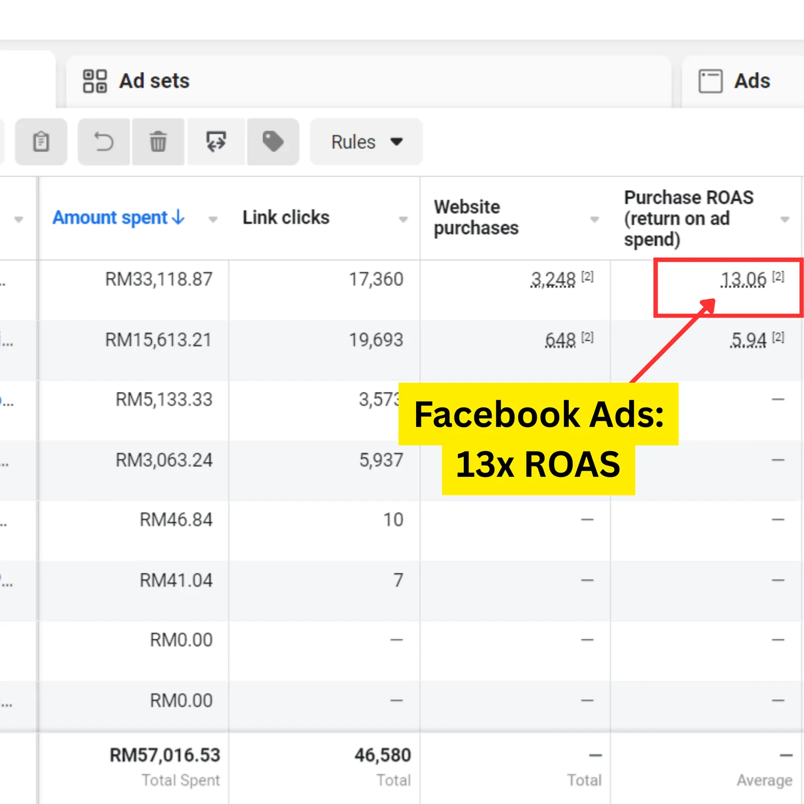 Facebook / Meta result for a Seed Light client: Meta Ads performance