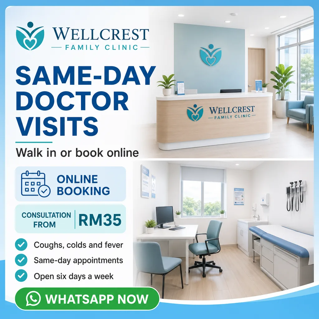 Healthcare ad creative for Wellcrest Family Clinic: Same-day doctor visits