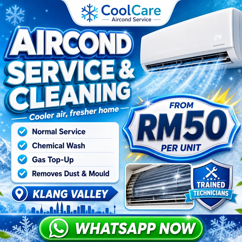 Home Services ad creative for CoolCare Aircond Service: Service from RM50
