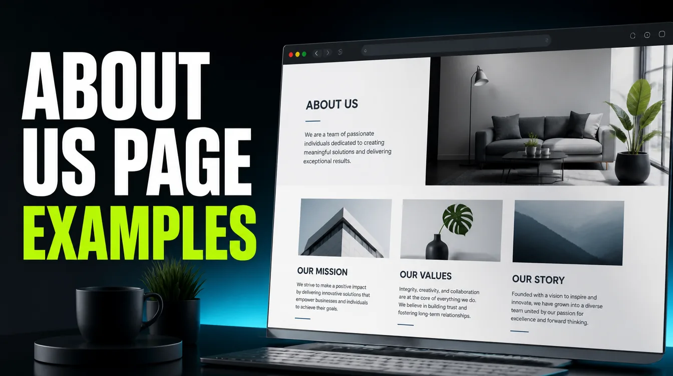 A clean about us page shown in a browser window as an example of strong web design.