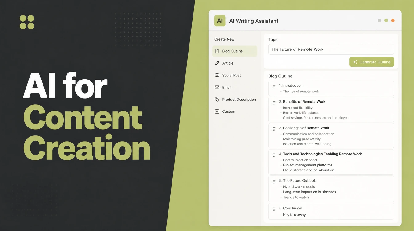 An AI writing assistant drafting an article outline.