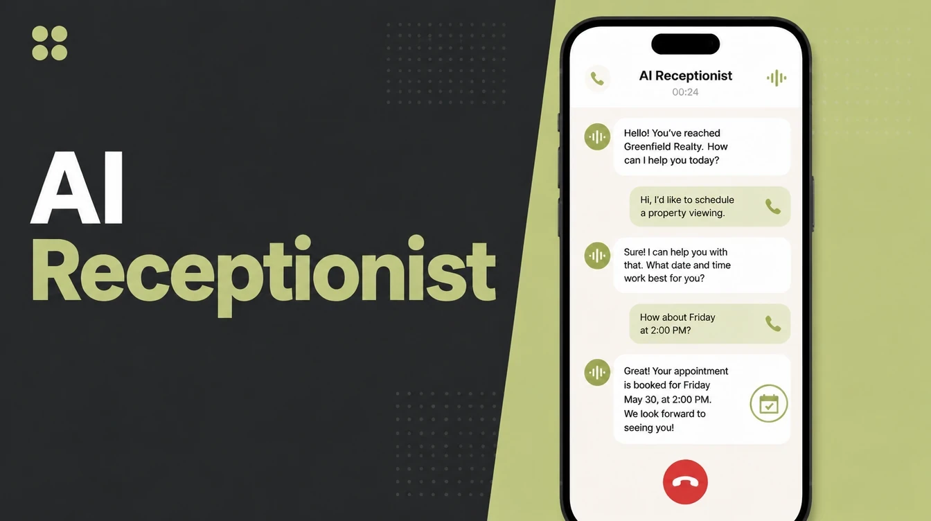 A phone call screen with an AI answering and booking.