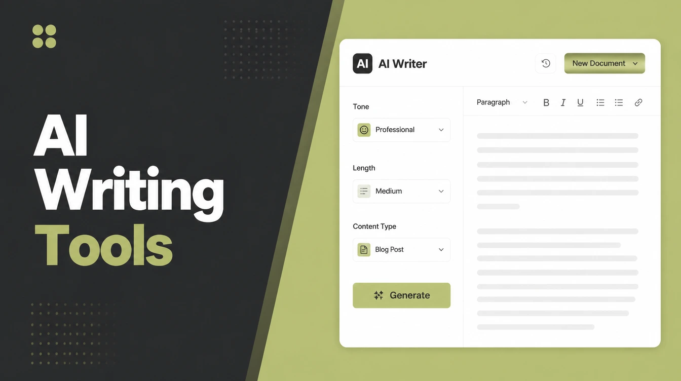A writing app with tone and length controls open.
