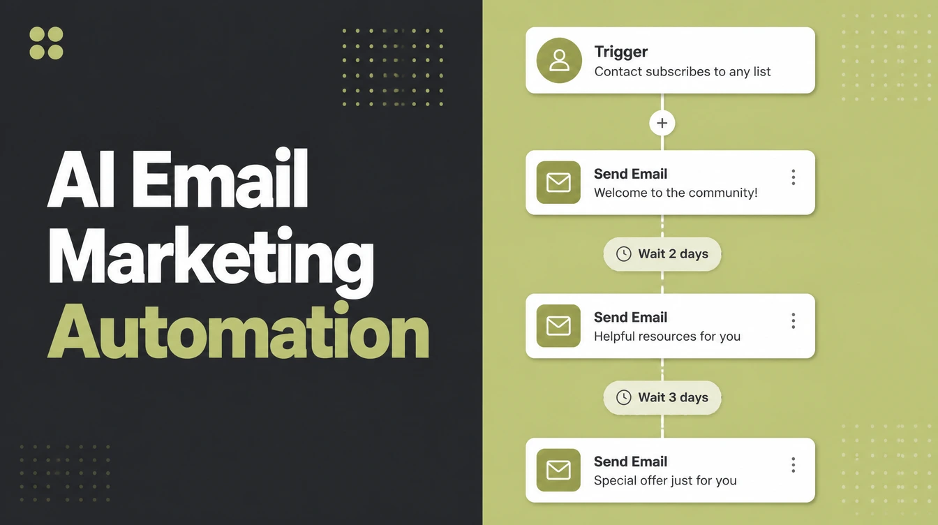 An email automation builder with triggers and send steps.