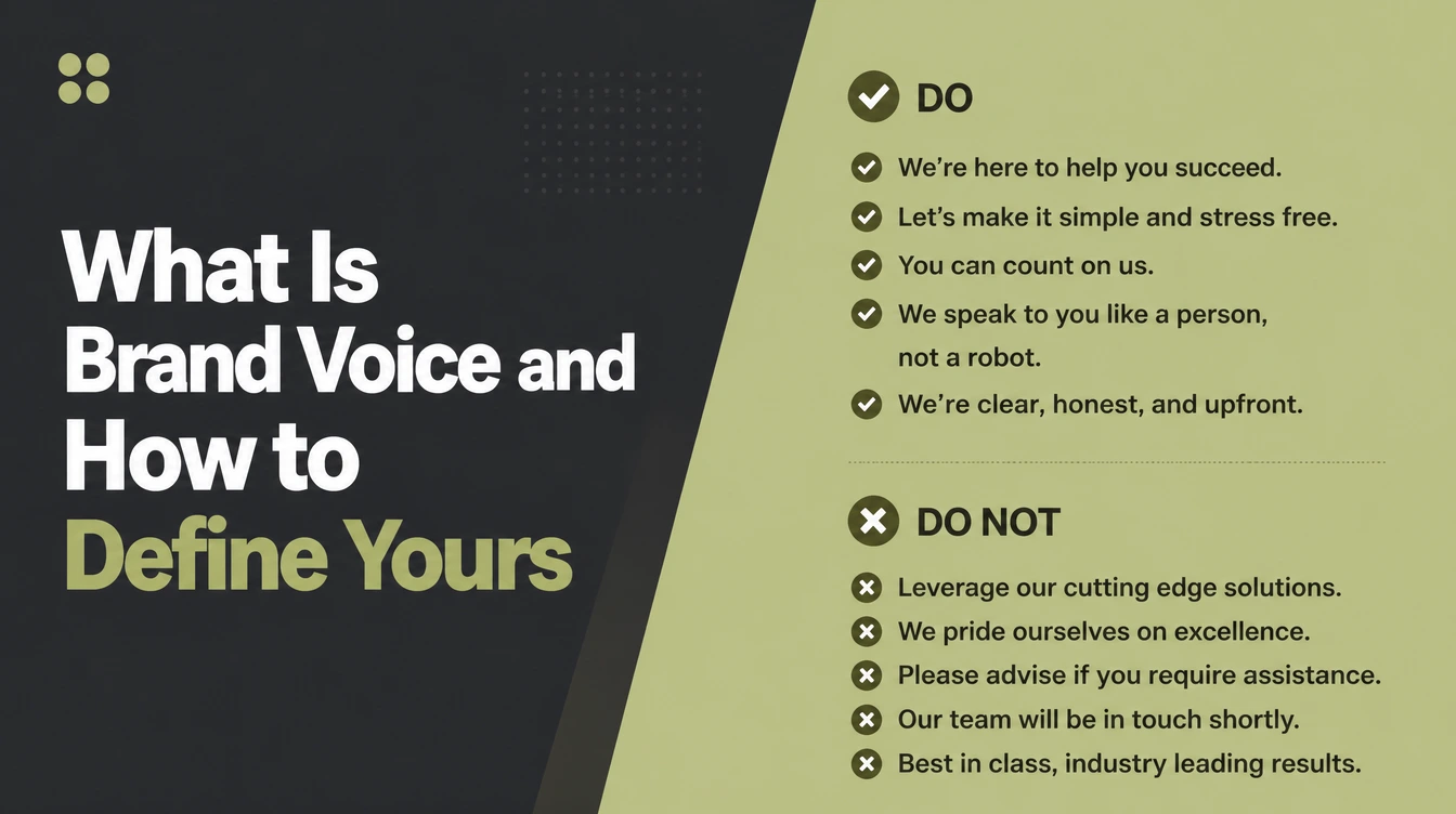 A tone of voice guide with do and do not examples.