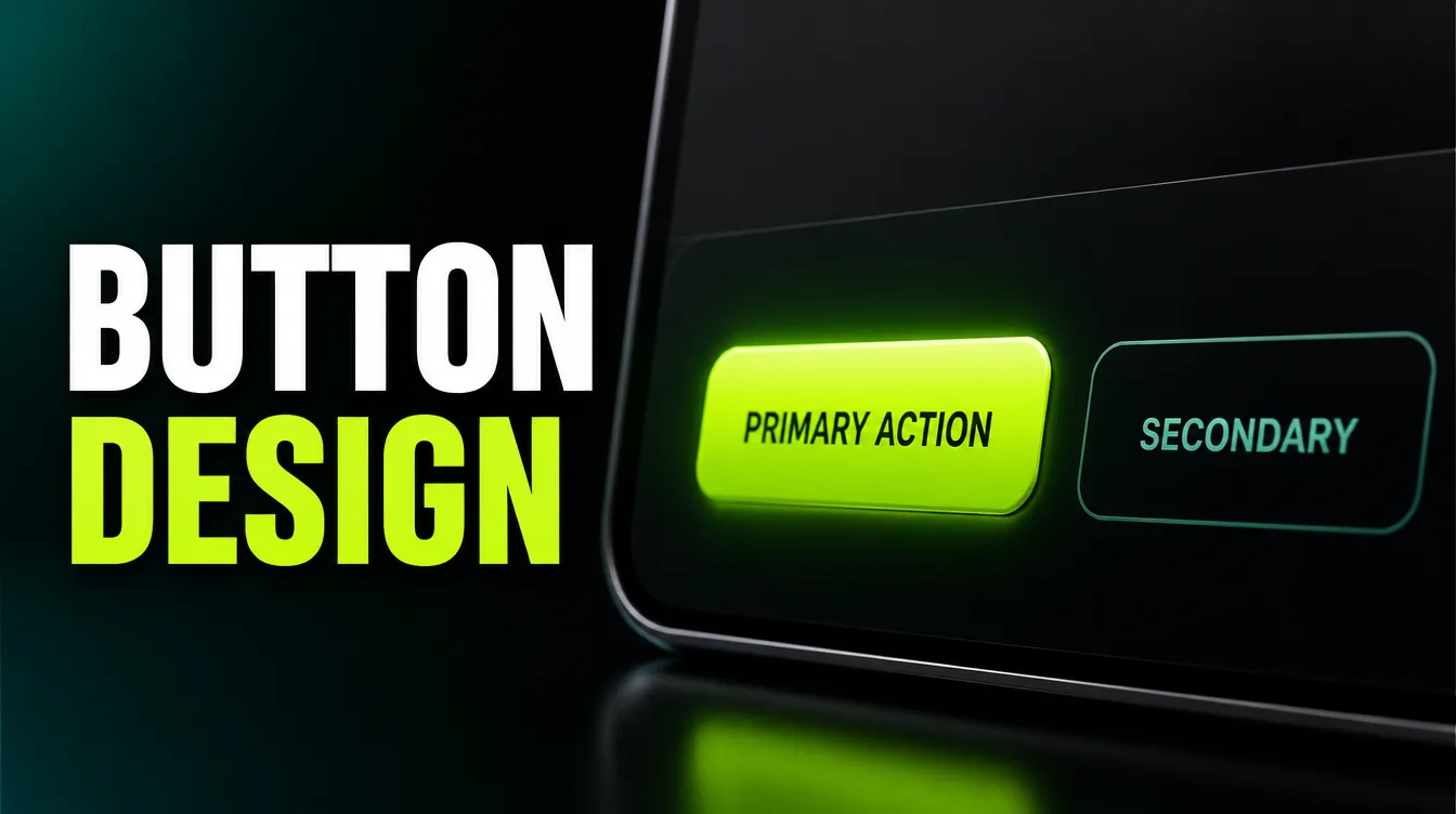 A primary call-to-action button glowing next to a secondary outline button on a dark UI screen.