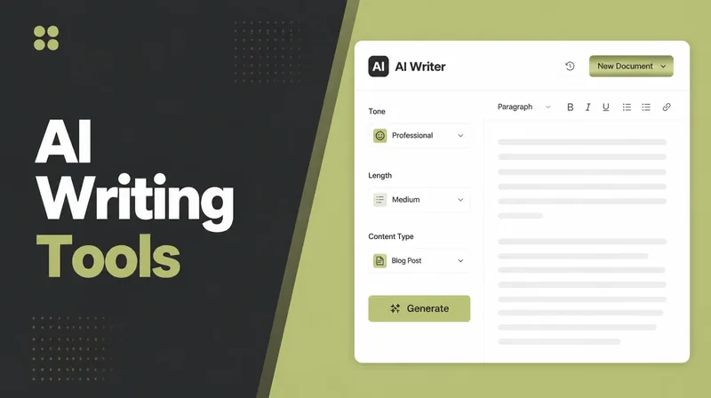 A writing app with tone and length controls open.