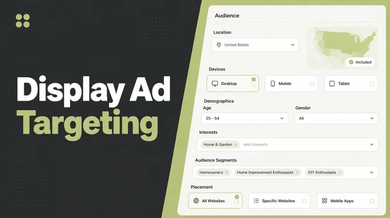 A display campaign audience targeting settings screen.