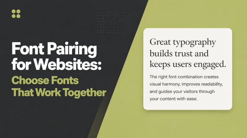 Font Pairing for Websites, beside a card showing a serif heading above a sans body paragraph.