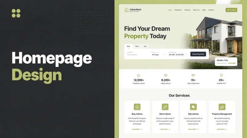 A homepage with hero, proof and services sections.