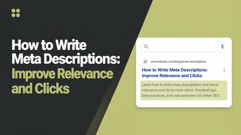 How to Write Meta Descriptions, beside a search snippet with its meta description highlighted.