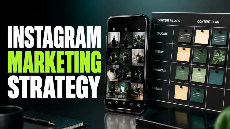 Instagram content grid and planner board illustrating a small business Instagram marketing strategy.