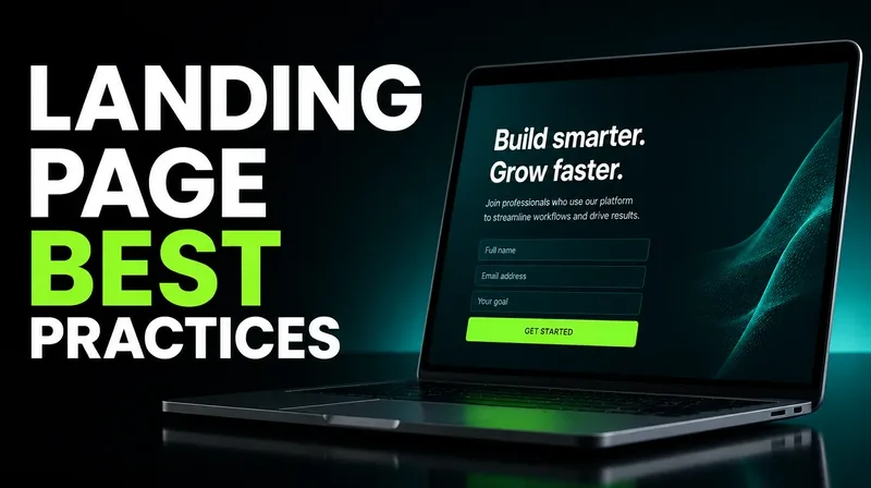 A clean high-converting landing page mockup with one headline, one call-to-action button and a short form.
