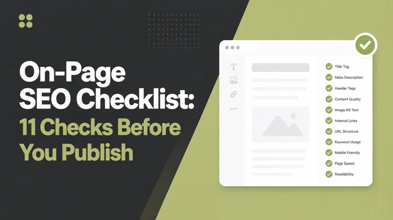 On-Page SEO Checklist, beside a draft page passing its on-page checks in an editor.