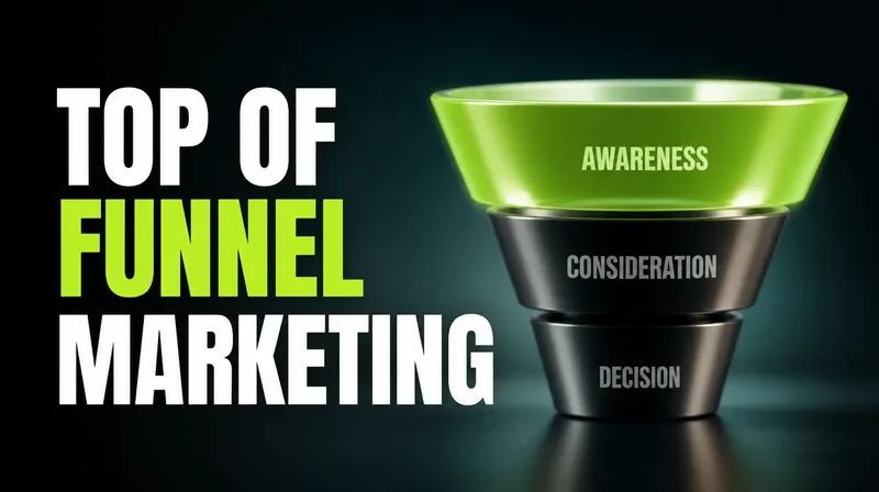 Top of funnel marketing diagram with the awareness stage at the top highlighted in green.