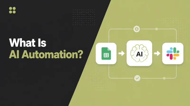 An automation flow with an AI step between two apps.