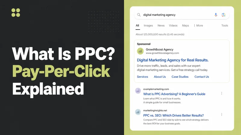 A search results page with a paid ad at the top.